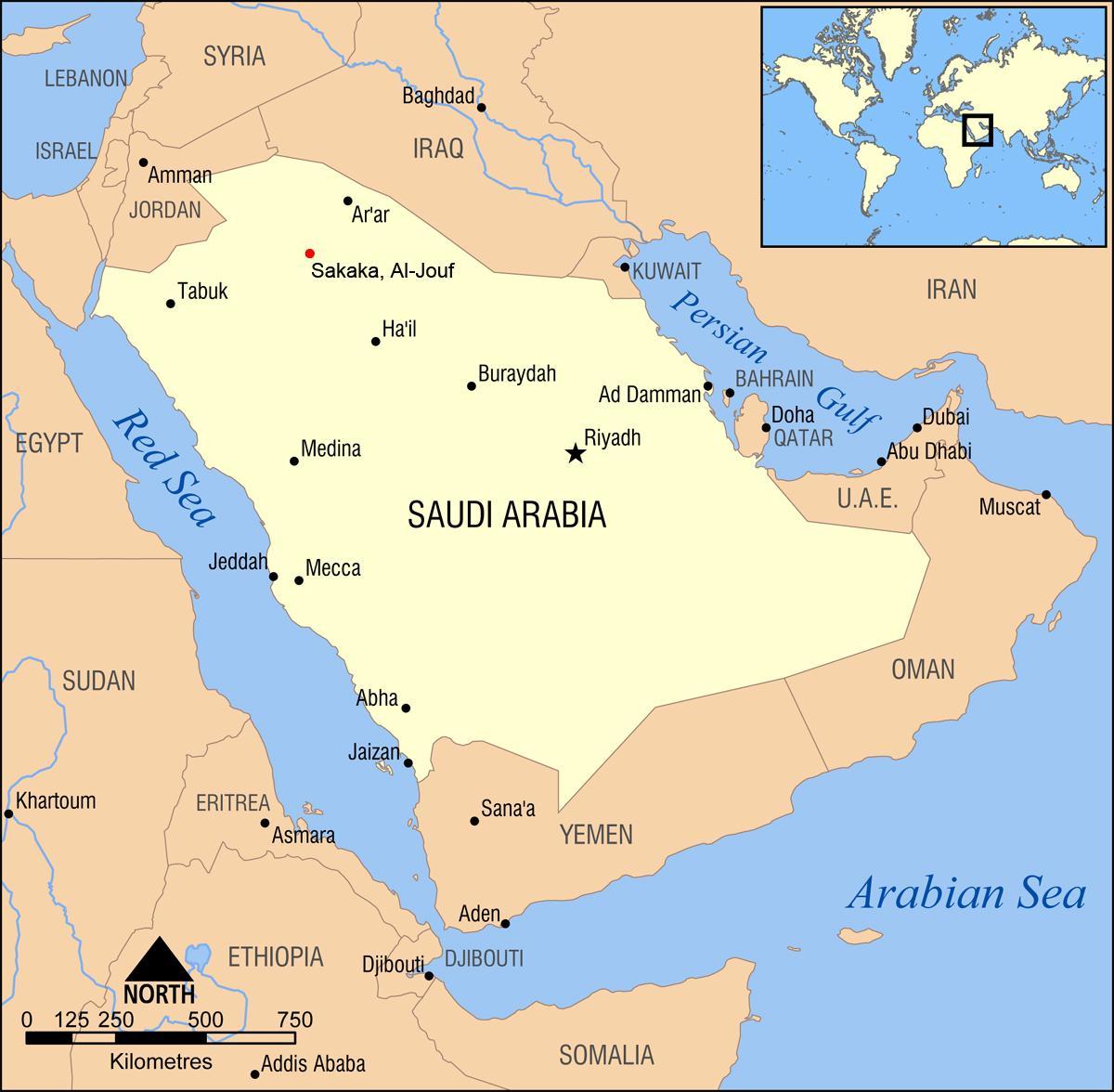 al jouf zemljevid v Savdski Arabiji