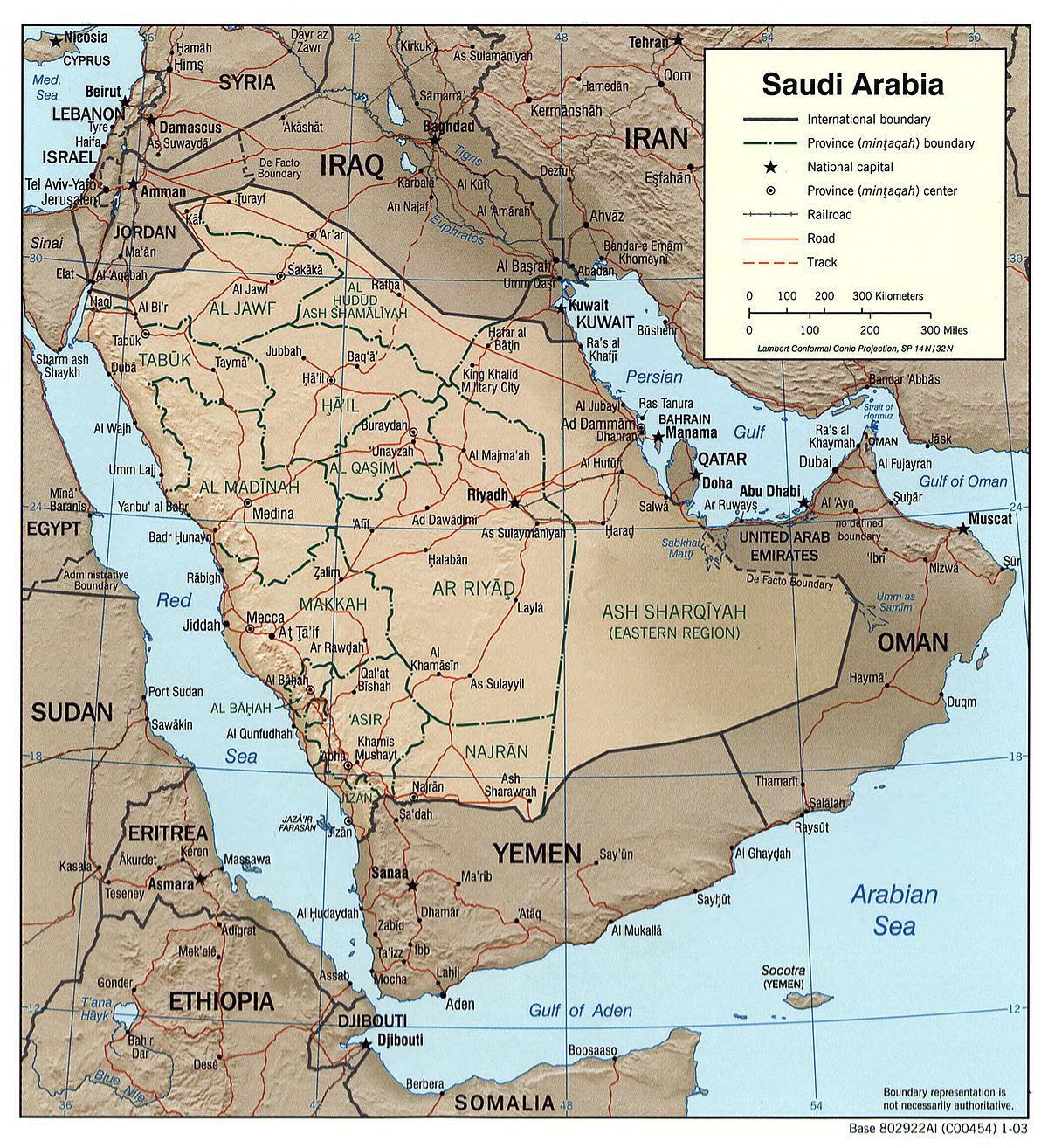 Savdska Arabija geografija zemljevid