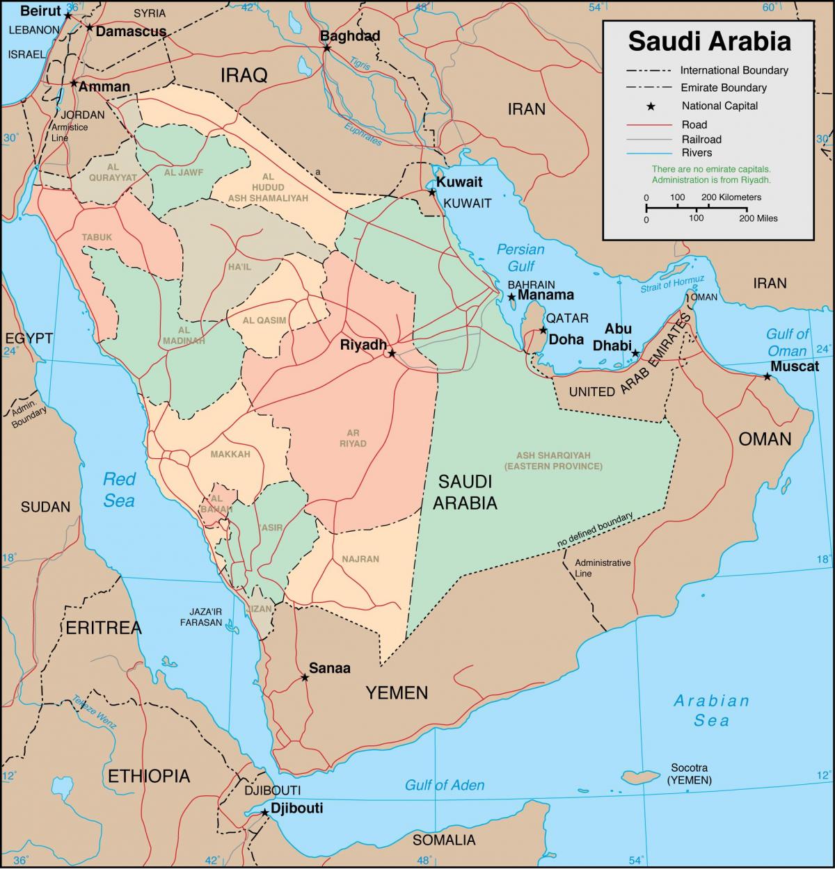 Savdska Arabija regije zemljevid