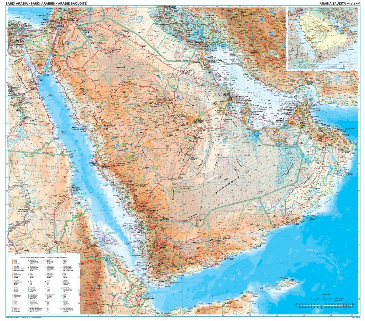 Zemljevid Savdska Arabija topografske