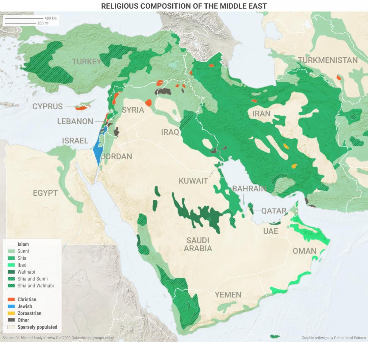 Zemljevid Savdska Arabija vere