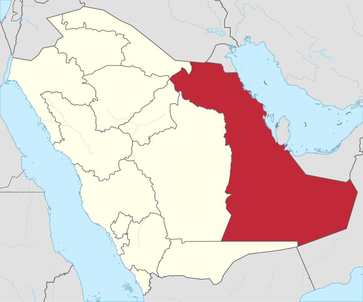 Zemljevid vzhodne province Savdska Arabija