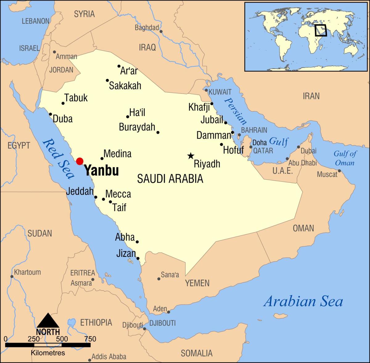 yanbu KSA zemljevid