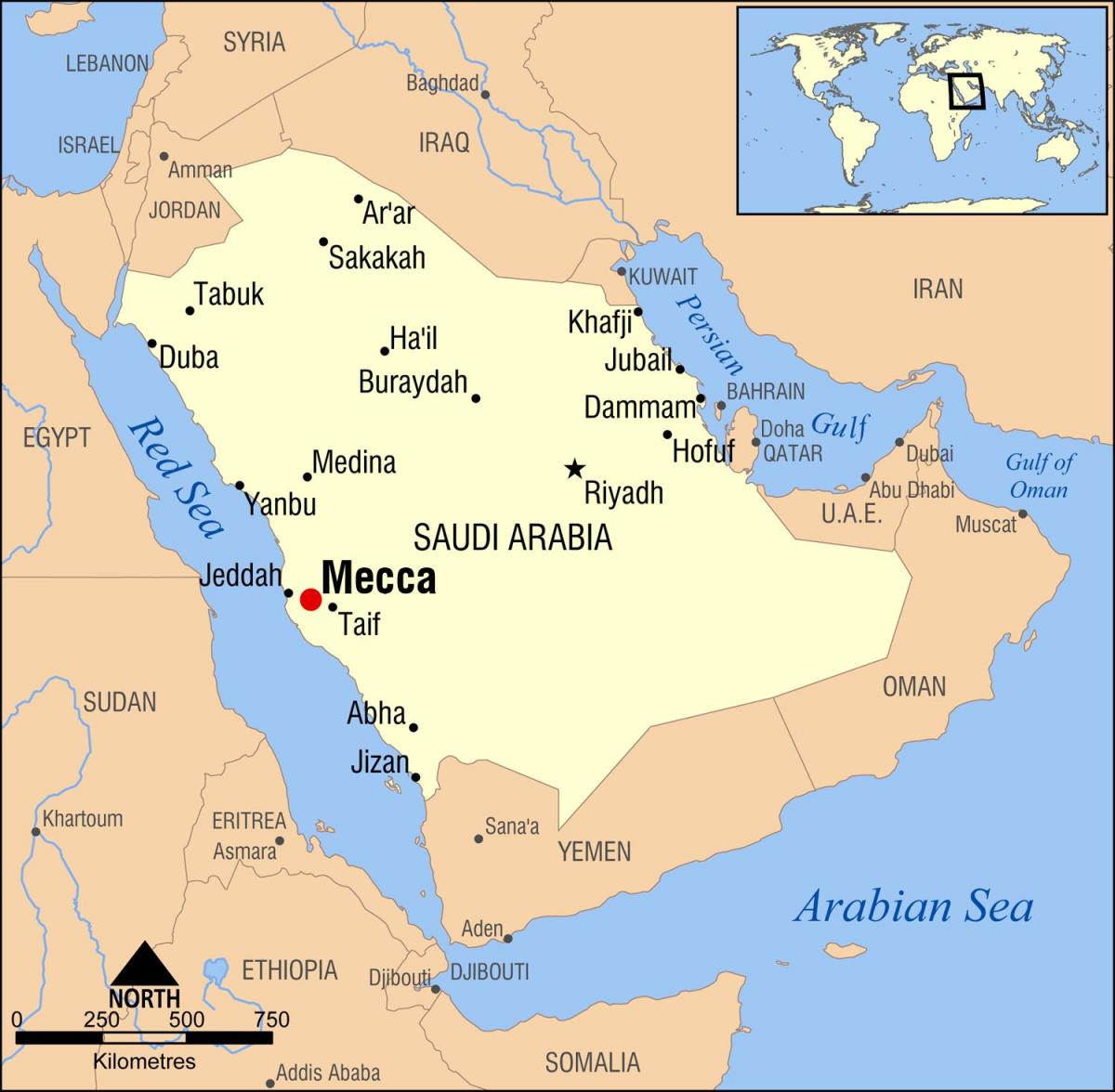 zemljevid meki v Savdski Arabiji