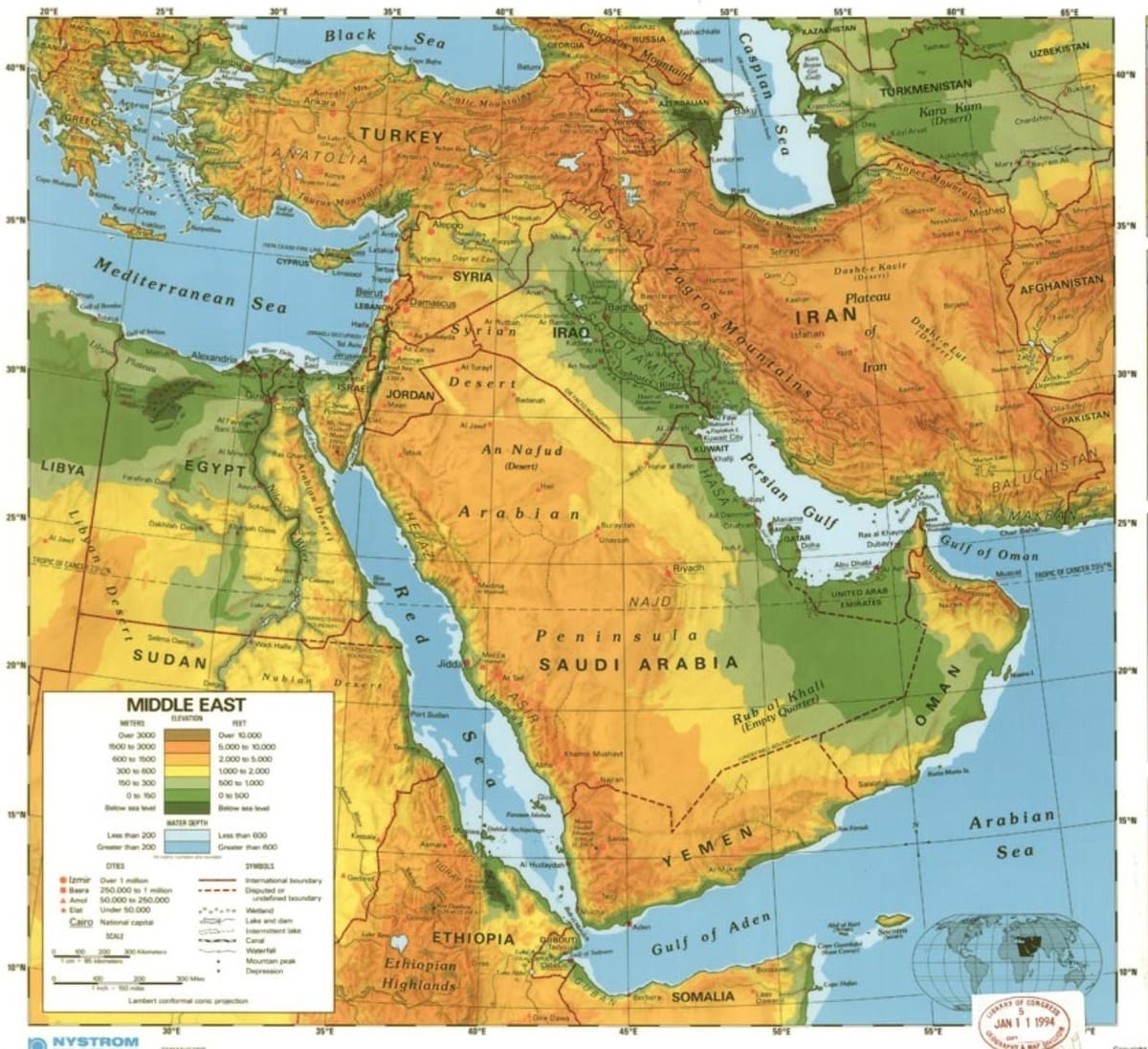 Zemljevid Savdska Arabija puščavi