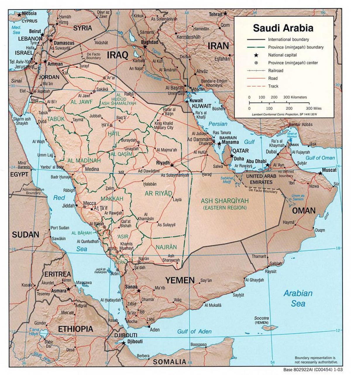 Zemljevid Savdska Arabija z mesta po cesti
