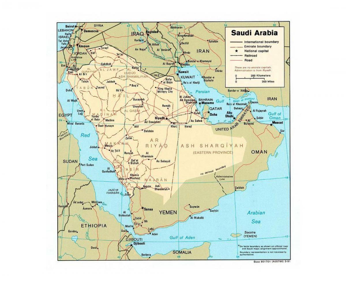 Savdska Arabija zemljevid z večjih mestih