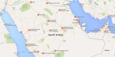Savdska Arabija letališča zemljevid