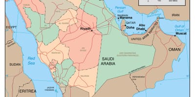 Zemljevid Savdska Arabija članice