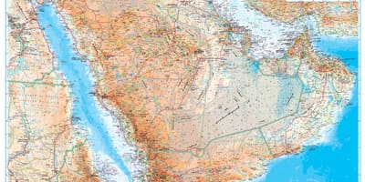 Zemljevid Savdska Arabija topografske