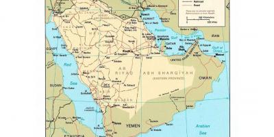 Savdska Arabija zemljevid z večjih mestih