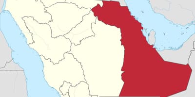 Zemljevid vzhodne province Savdska Arabija