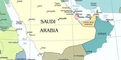 Zemljevid Savdska Arabskem polotoku.